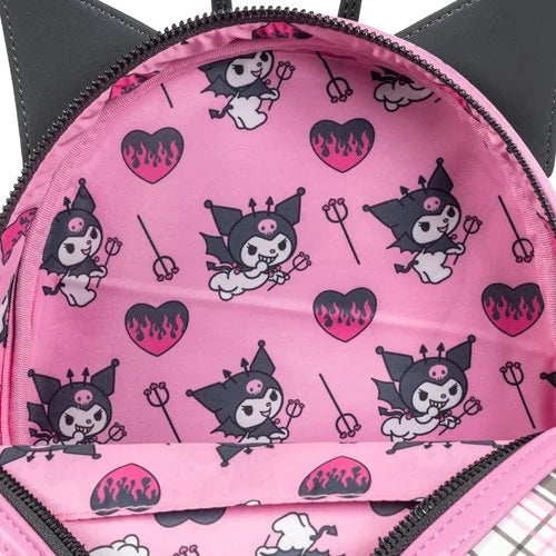Loungefly Sanrio Kuromi Flames and Plaid Mini-Backpack - Entertainment Earth Exclusive