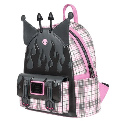 Loungefly Sanrio Kuromi Flames and Plaid Mini-Backpack - Entertainment Earth Exclusive
