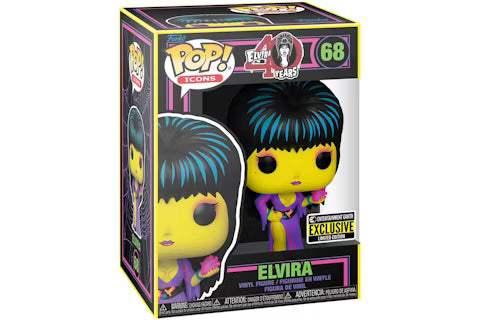 Funko Pop! Elvira 40 Years - Elvira #68 (Blacklight) - Entertainment Earth Exclusive
