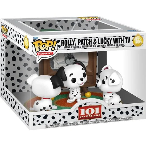 PRE-ORDER – ETA Jan 2026 (Subject to change) Funko Pop! Moments - 101 Dalmations - Rolly, Patch & Lucky With TV #1664