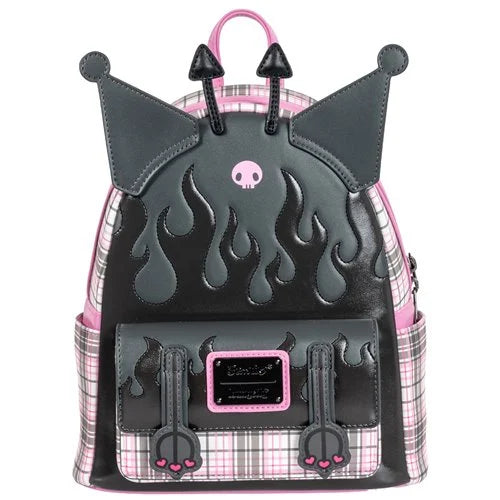 Loungefly Sanrio Kuromi Flames and Plaid Mini-Backpack - Entertainment Earth Exclusive